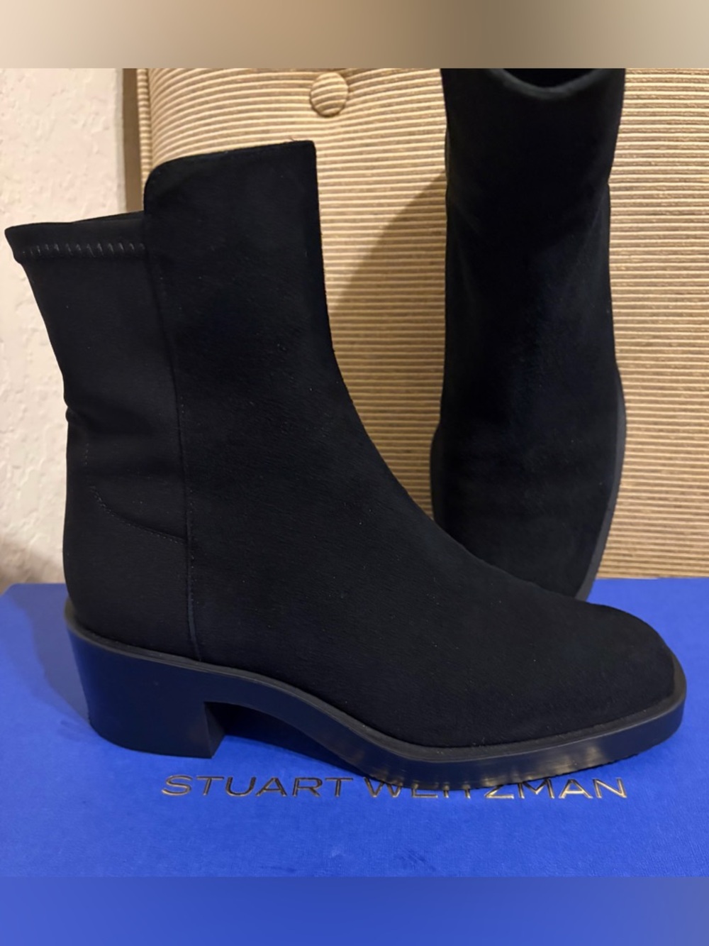 Stuart Weitzman Women’s 5050 KAIA Suede Bootie in Black - Size 6
